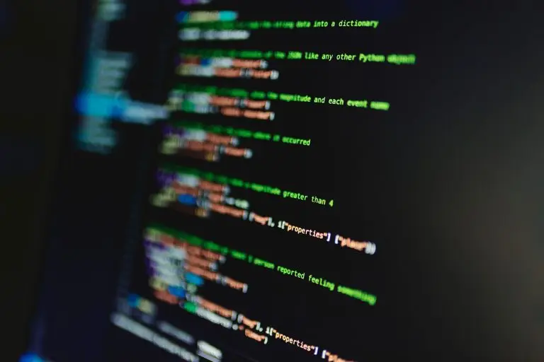 Computer screen showing coding
