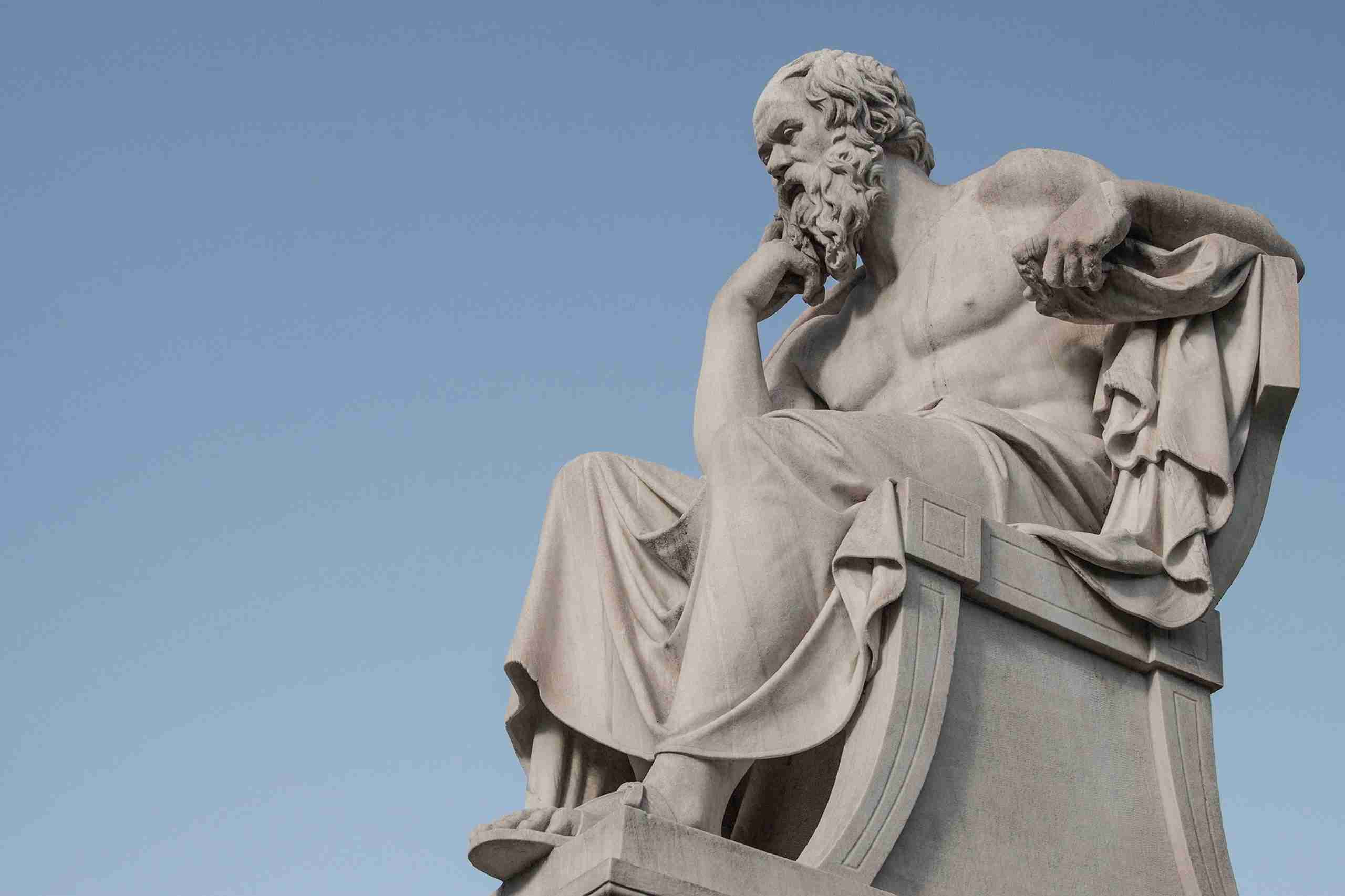 Statue of a thinking Greek philosopher