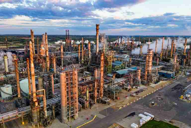Aerial view of a refinery plant