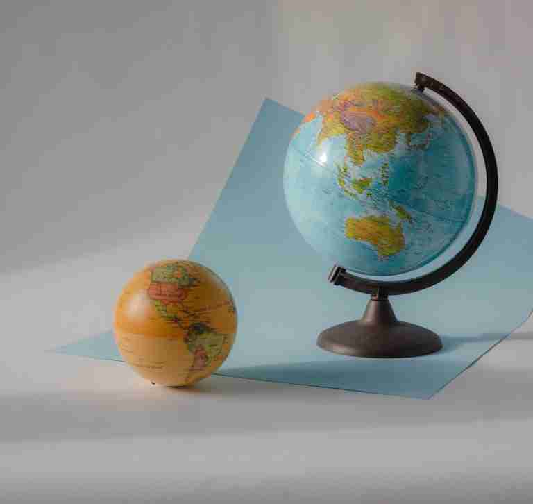 Two globes on a table