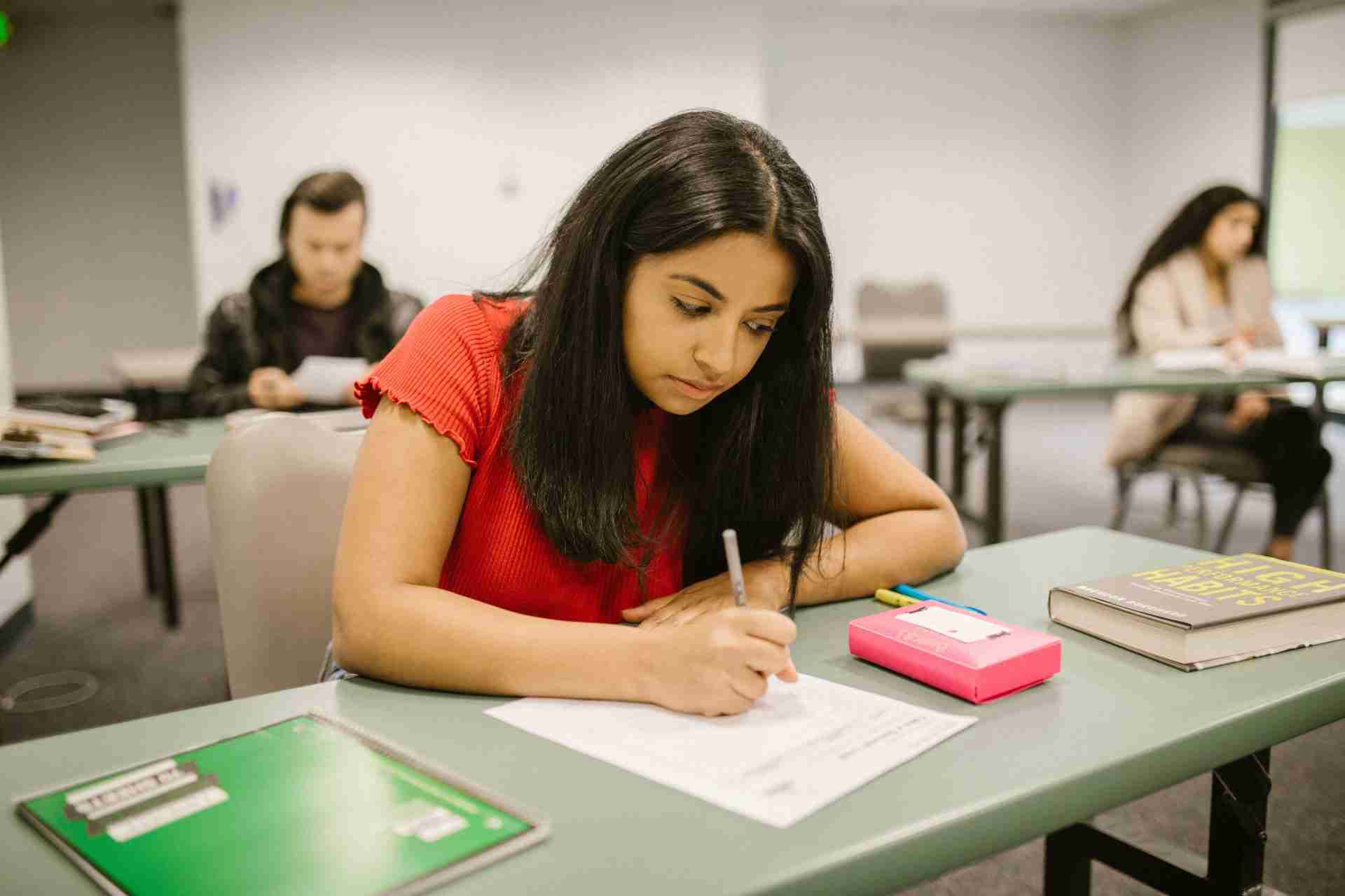 Student taking an exam